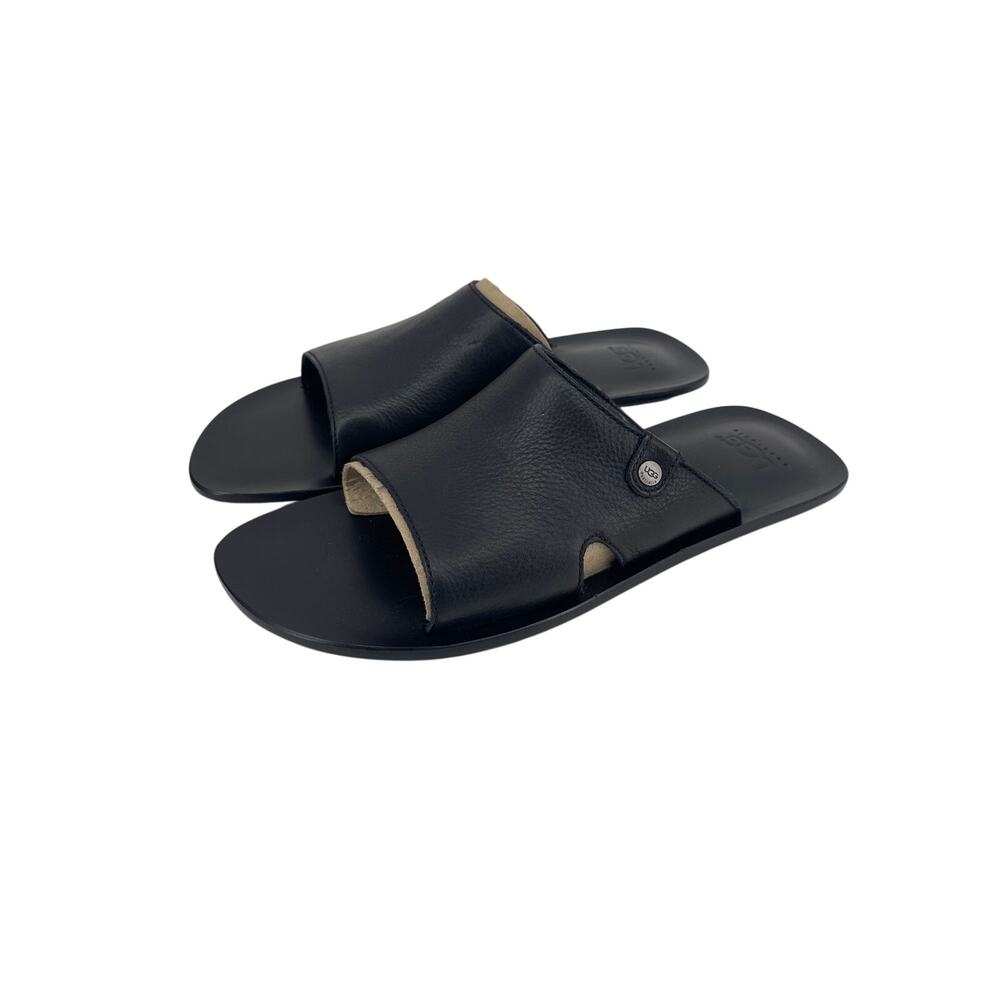 UGG Men’s Size 11 Black Leather Open Toe Slippers